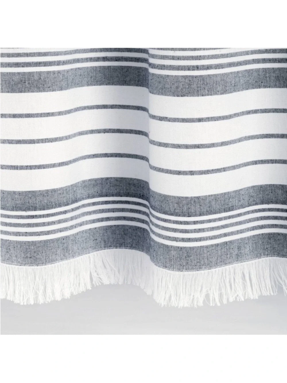 Nantucket Navy/ White Striped Shower Curtain with Fringe - 72” x 72”